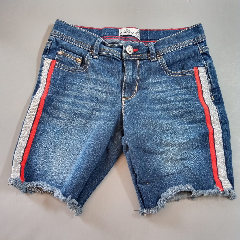 Jordache Denim Shorts With Accent stripe Girls Size 10 Patriotic